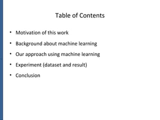 ` Traffic Classification based on Machine Learning | PPT