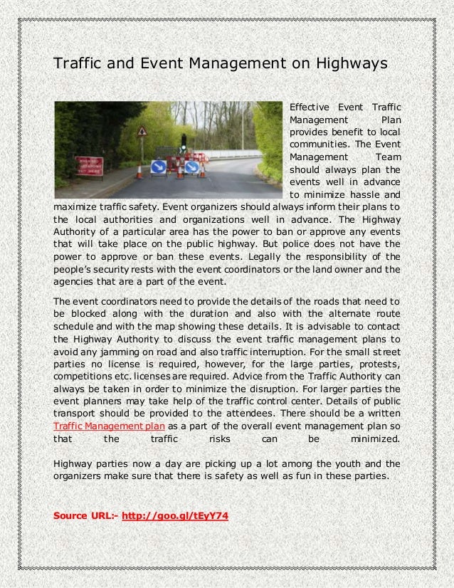 Traffic Management Plan : Traffic management plan Traffic Management Plan : Traffic management plan