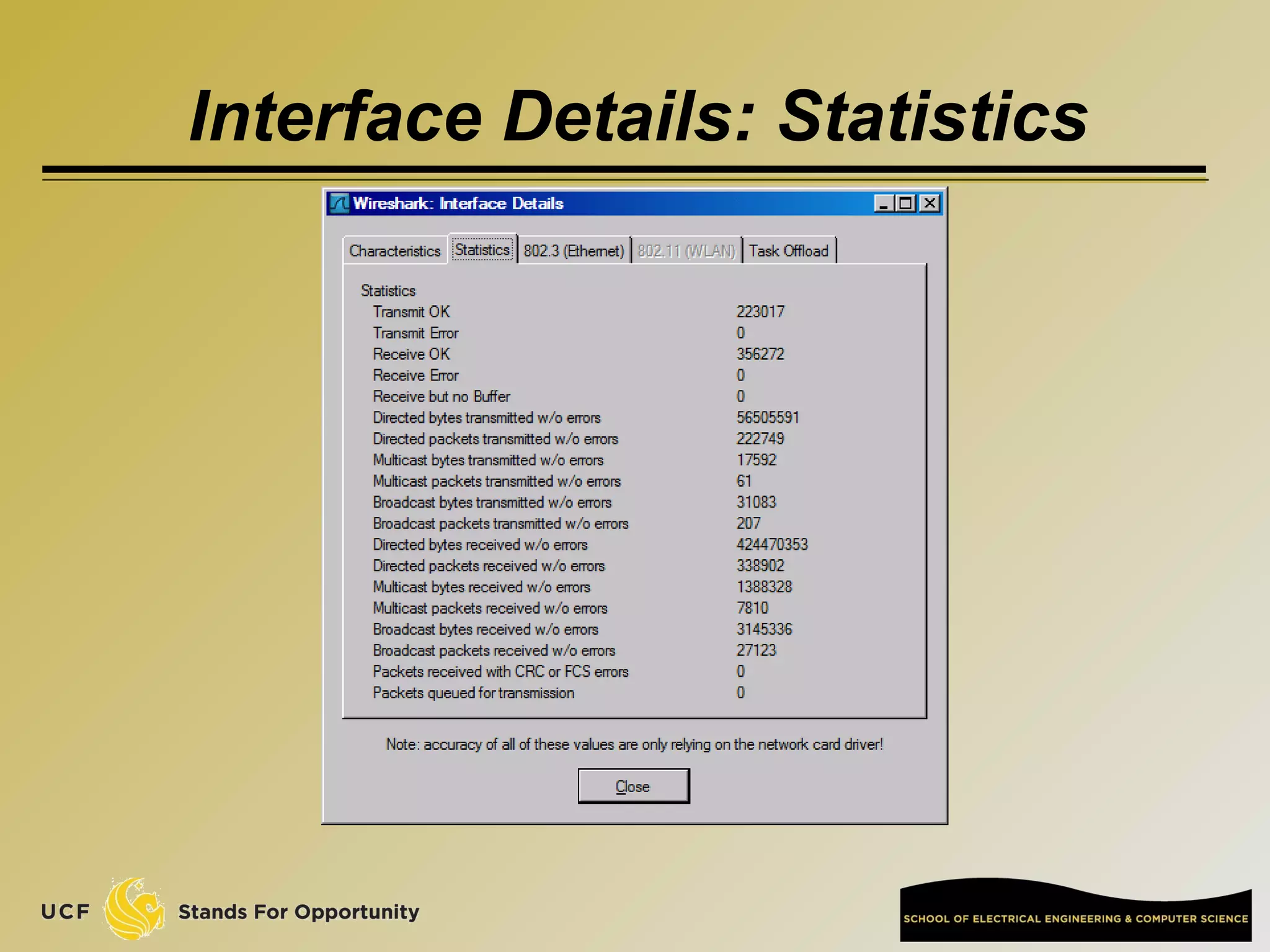 Interface Details: Statistics
 