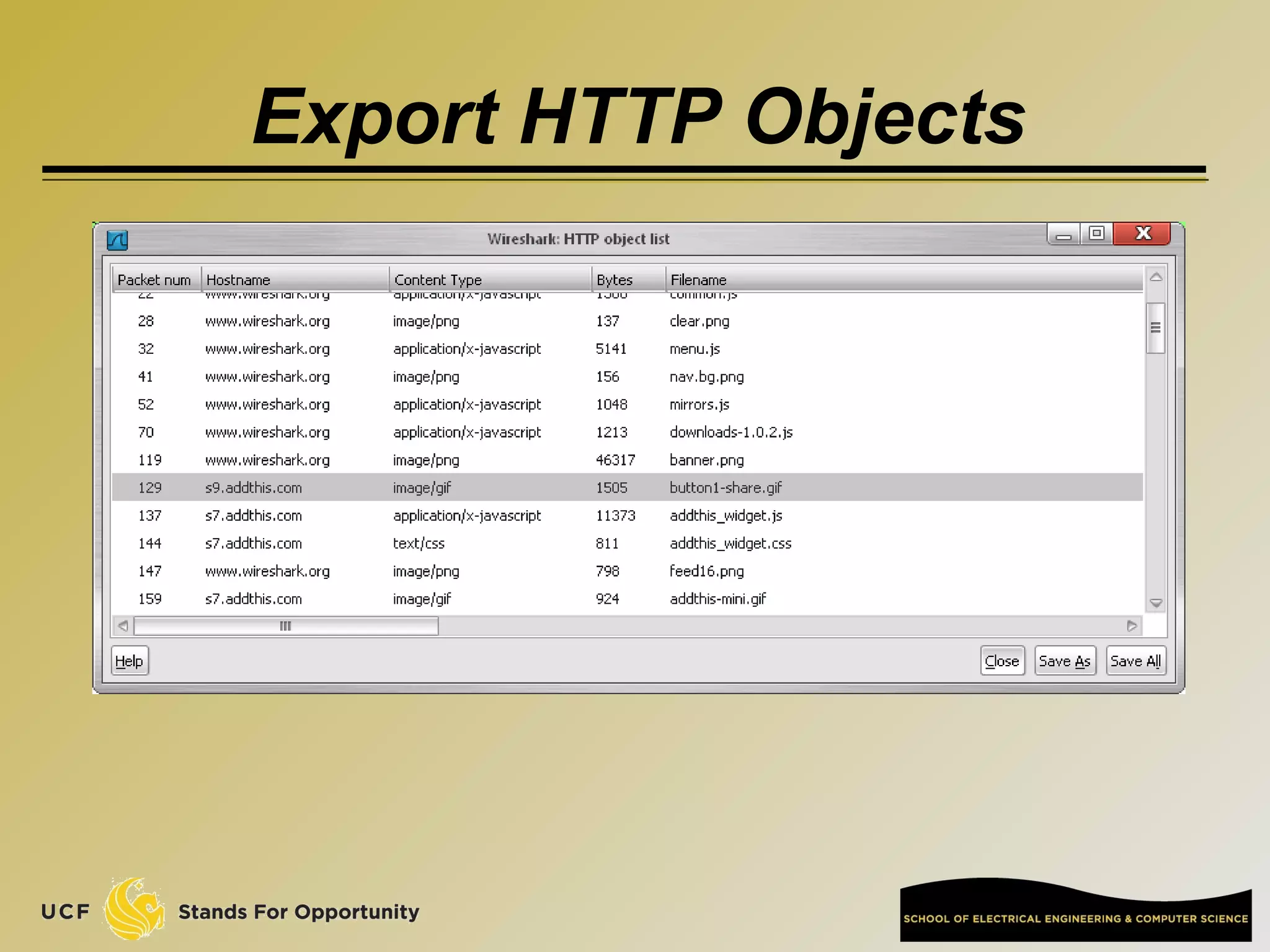 Export HTTP Objects
 