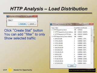 HTTP Analysis – Load Distribution
Click “Create Stat” button
You can add “filter” to only
Show selected traffic
 