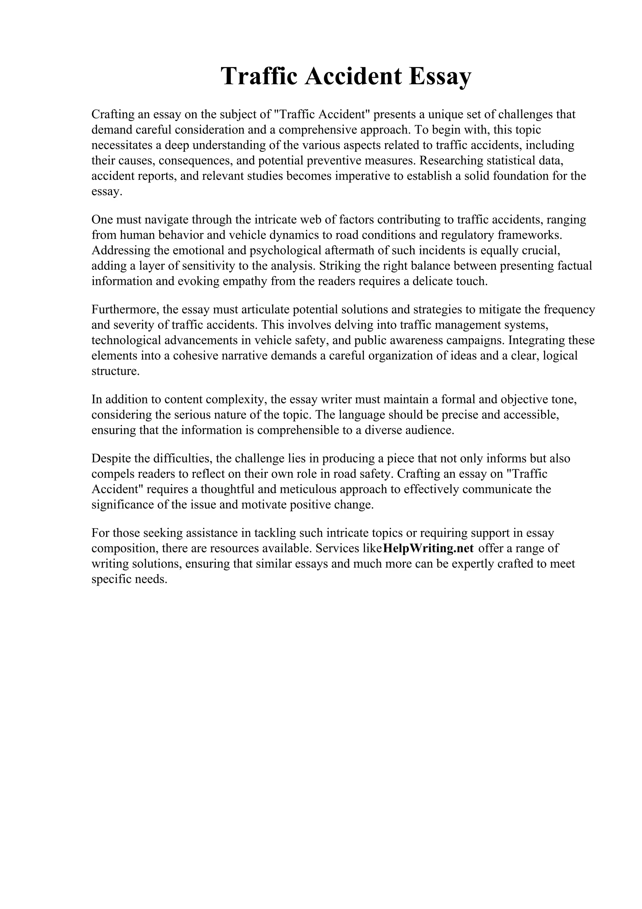 Traffic Accident Essay.pdfTraffic Accident Essay PDF