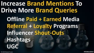 Increase Brand Mentions To
Drive More Brand Queries
© 2019 Roland Frasier #TCSWest2019
Offline Paid + Earned Media
Referra...