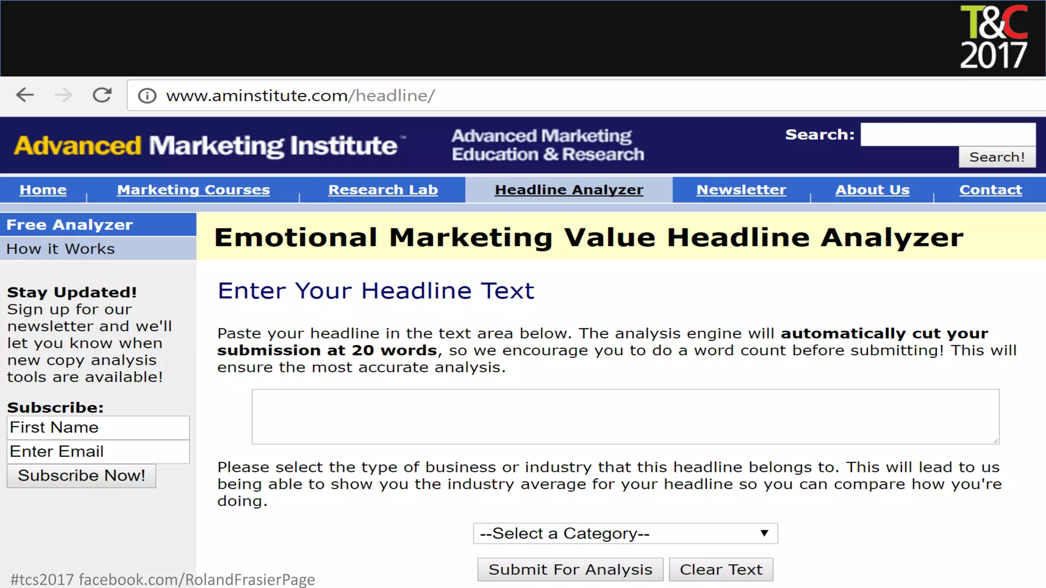 #tcs2017 facebook.com/RolandFrasierPage
 