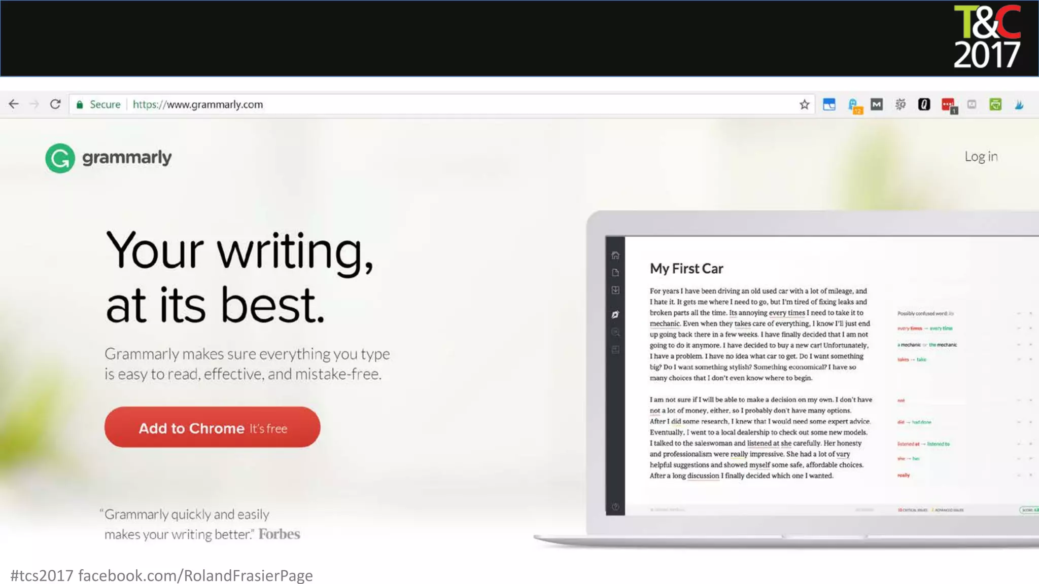 #tcs2017 facebook.com/RolandFrasierPage
 