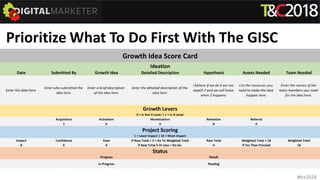 Prioritize What To Do First With The GISC
GISC Tool
#tcs2018
 