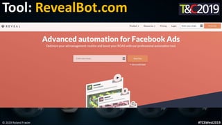 This is a sample of bold
text on a full color slide.
This is good for quotes, stats,
dividers,etc.
Tool: RevealBot.com
© 2019 Roland Frasier #TCSWest2019
 