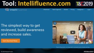 This is a sample of bold
text on a full color slide.
This is good for quotes, stats,
dividers,etc.
© 2019 Roland Frasier #TCSWest2019
Tool: Intellifluence.com
 