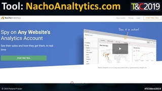 This is a sample of bold
text on a full color slide.
This is good for quotes, stats,
dividers,etc.
© 2019 Roland Frasier #TCSWest2019
Tool: NachoAnaltytics.com
 