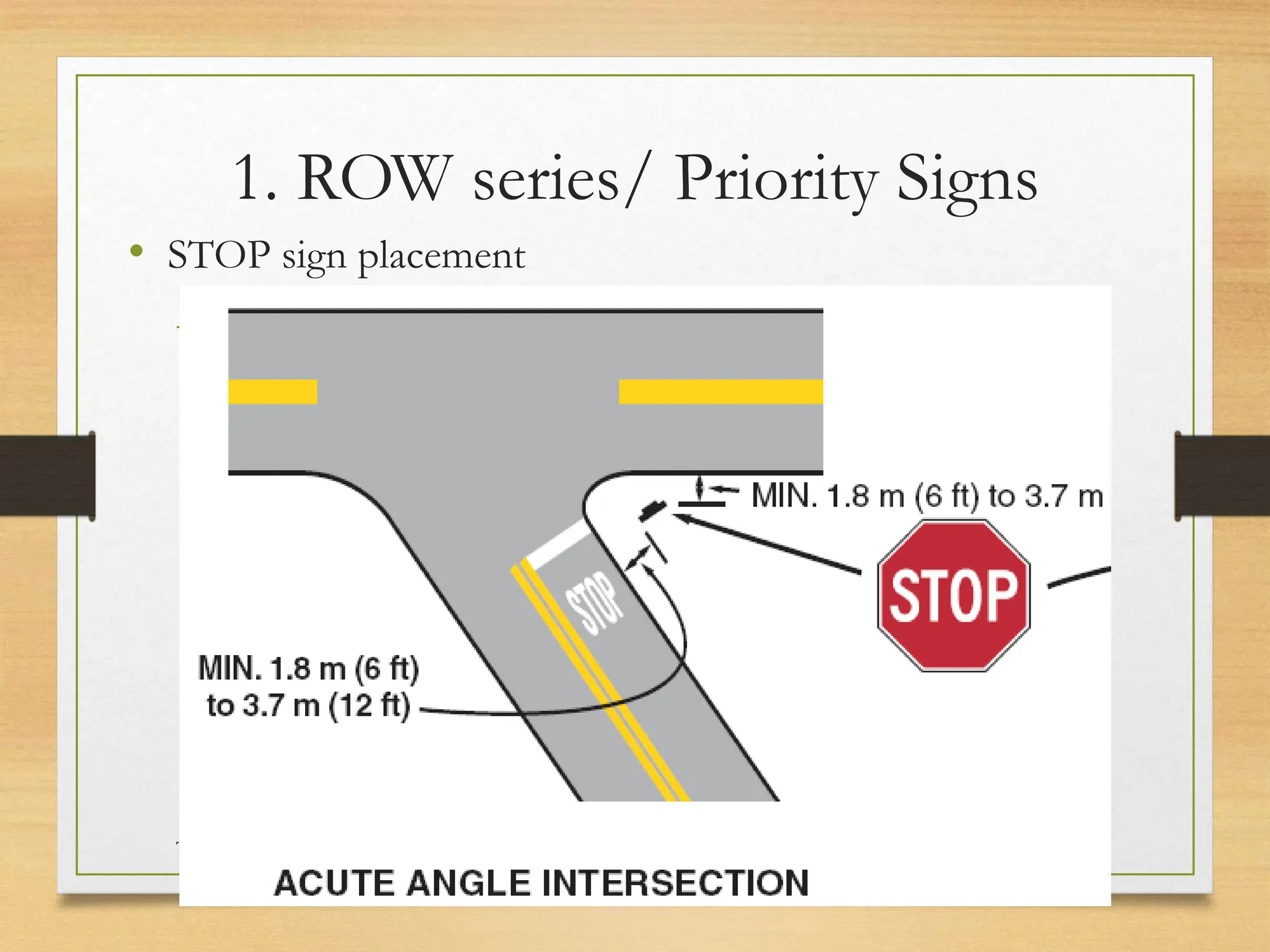 1. ROW series/ Priority Signs
• STOP sign placement
20080821
Traffic Signs
22
/
21
 