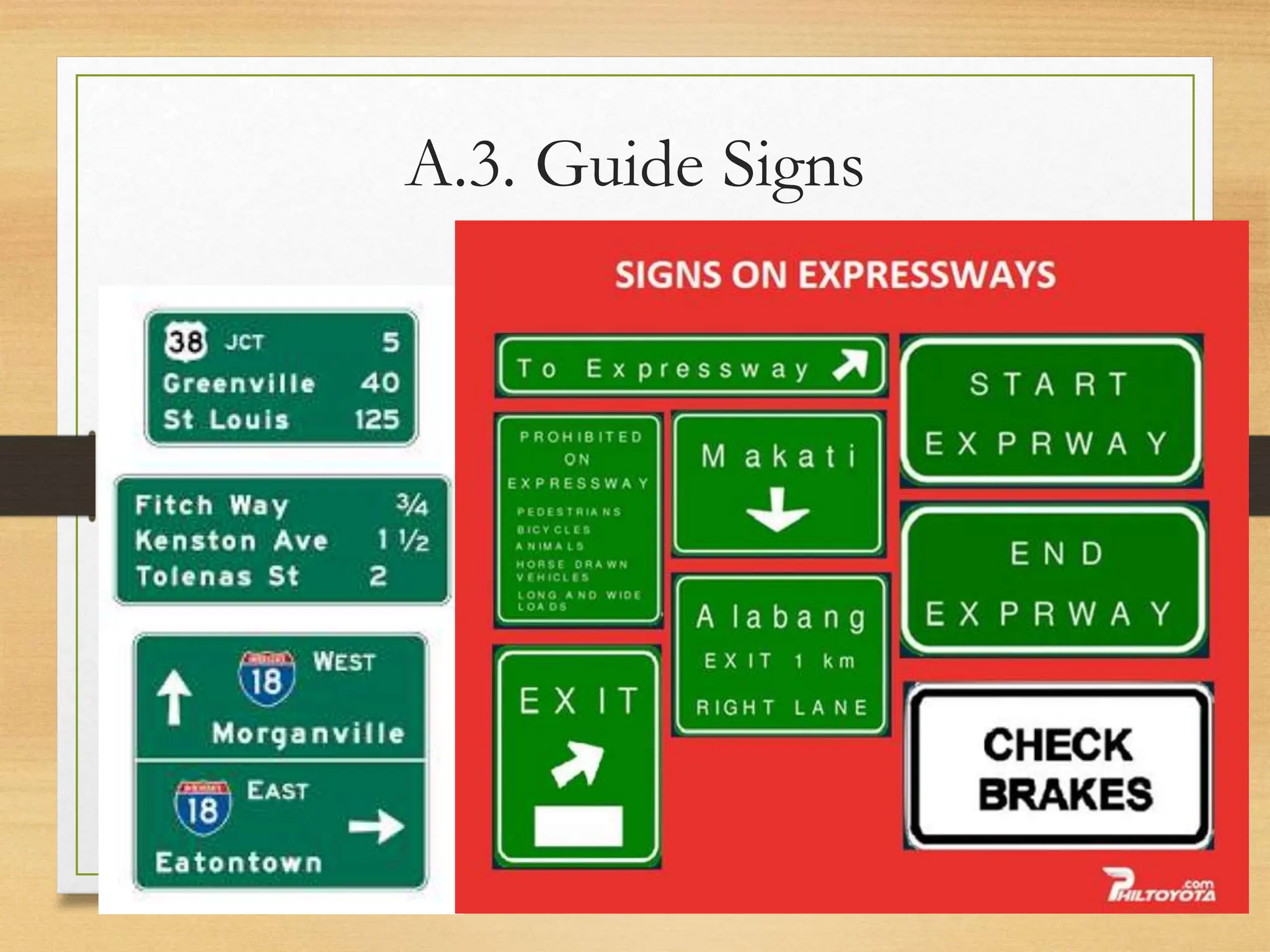 A.3. Guide Signs
20080821
Traffic Signs
43
/
21
 