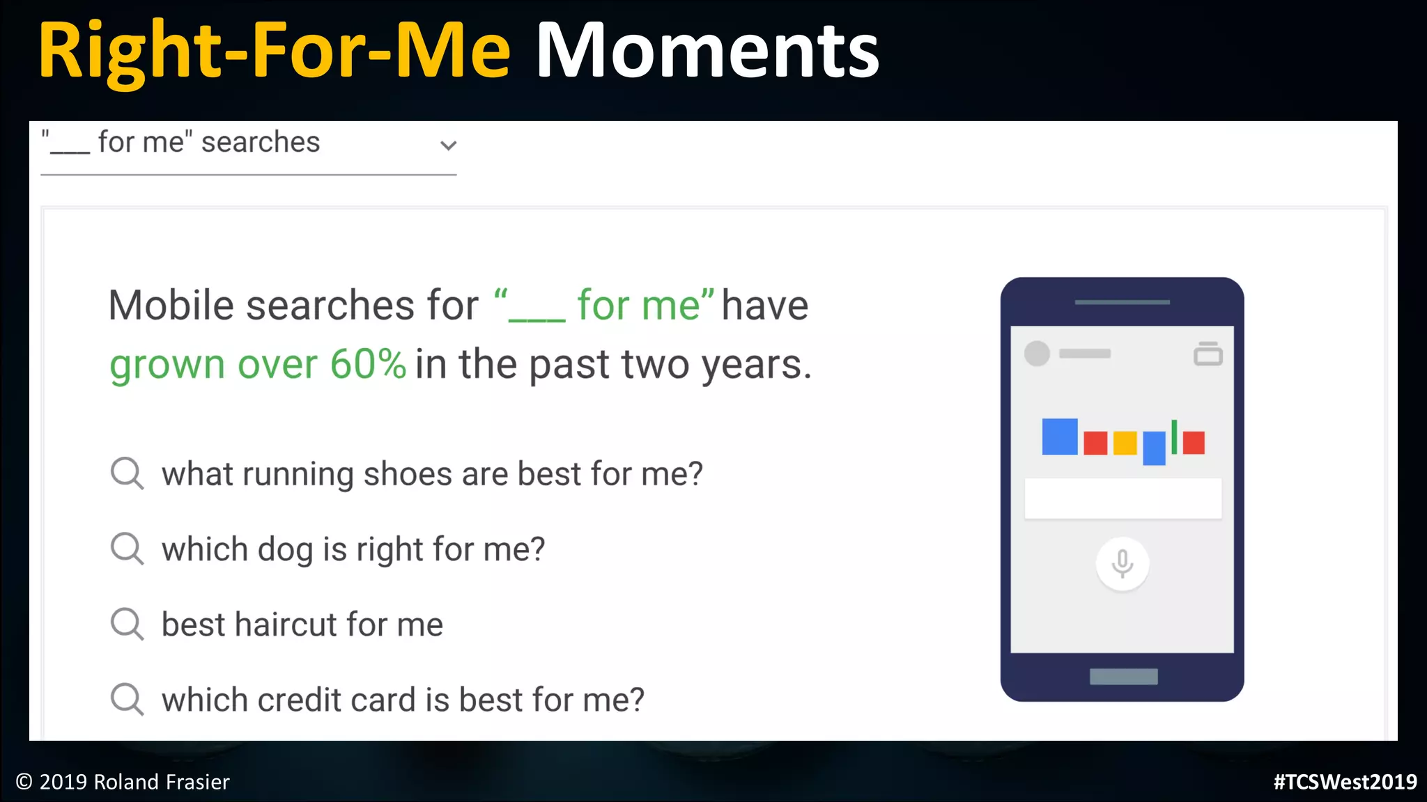 © 2019 Roland Frasier
Right-For-Me Moments
#TCSWest2019
 