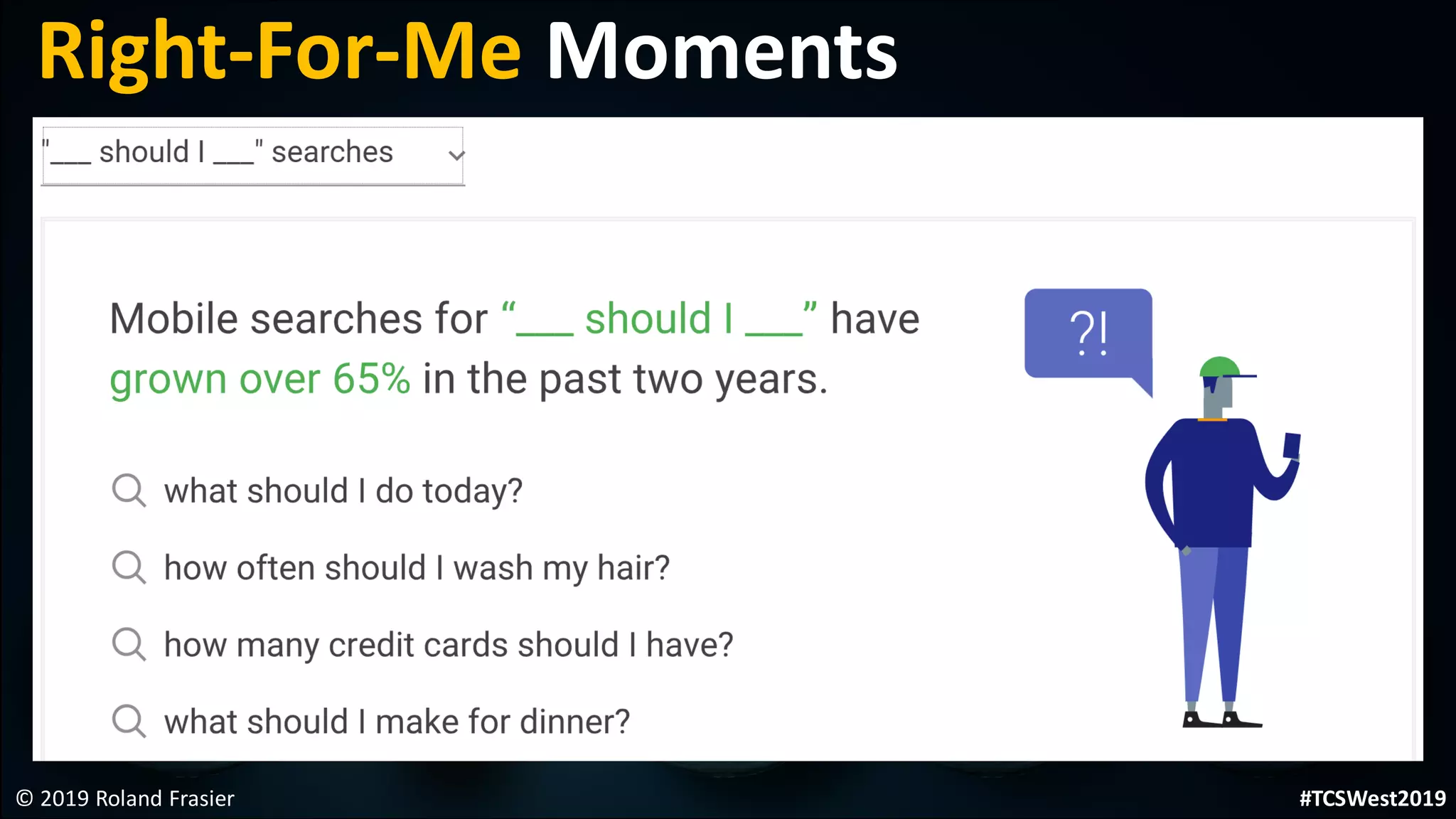 © 2019 Roland Frasier
Right-For-Me Moments
#TCSWest2019
 