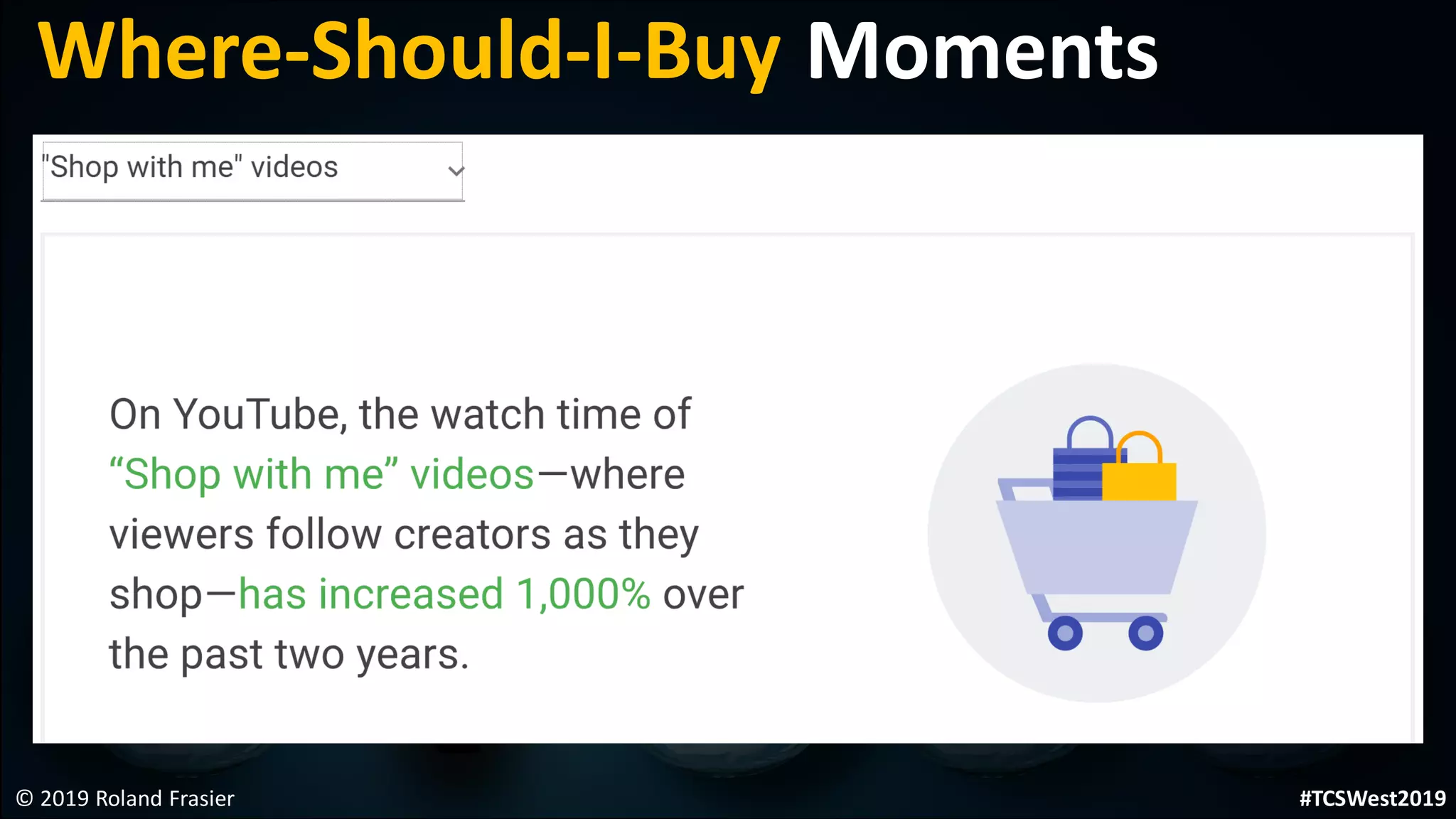 © 2019 Roland Frasier
Where-Should-I-Buy Moments
#TCSWest2019
 