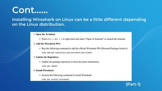 Cont.…..
Installing Wireshark on Linux can be a little different depending
on the Linux distribution.
(Part-1)
 