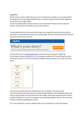 Traffic generation using squidoo | PDF
