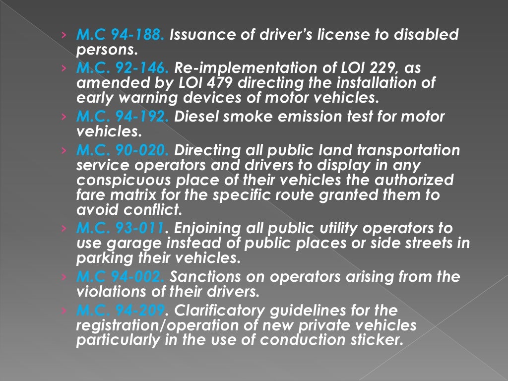 Traffic laws, rules and regulations and