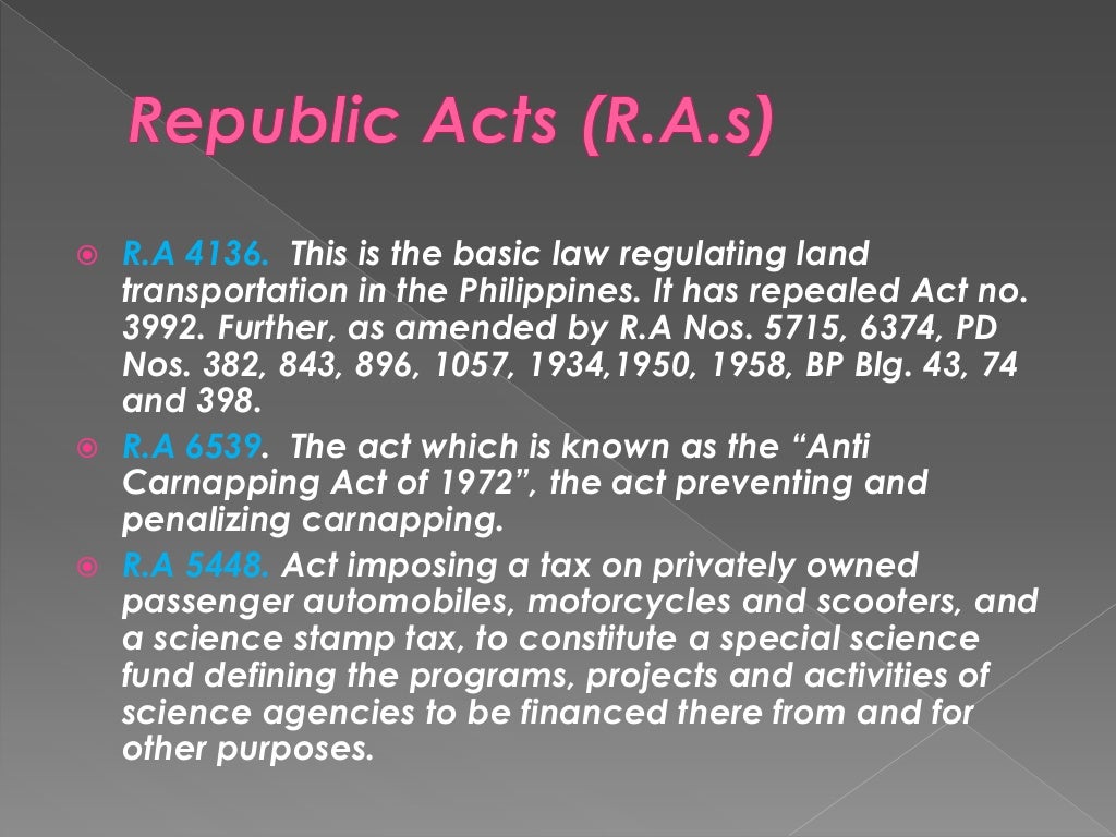 Traffic laws, rules and regulations and