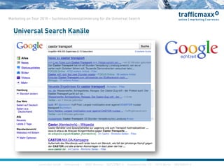 construktiv GmbH ·Haferwende 1 · 28357 Bremen · 0421/27867-0 · Invalidenstraße 112 · 10115 Berlin · 030/200569-0
Marketing on Tour 2010 – Suchmaschinenoptimierung für die Universal Search
Universal Search Kanäle
 