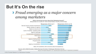 But It’s On the rise 
› Fraud emerging as a major concern 
among marketers 
© 2013 Forrester Research, Inc. Reproduction Prohibited 
 