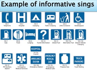 Example of informative sings
 