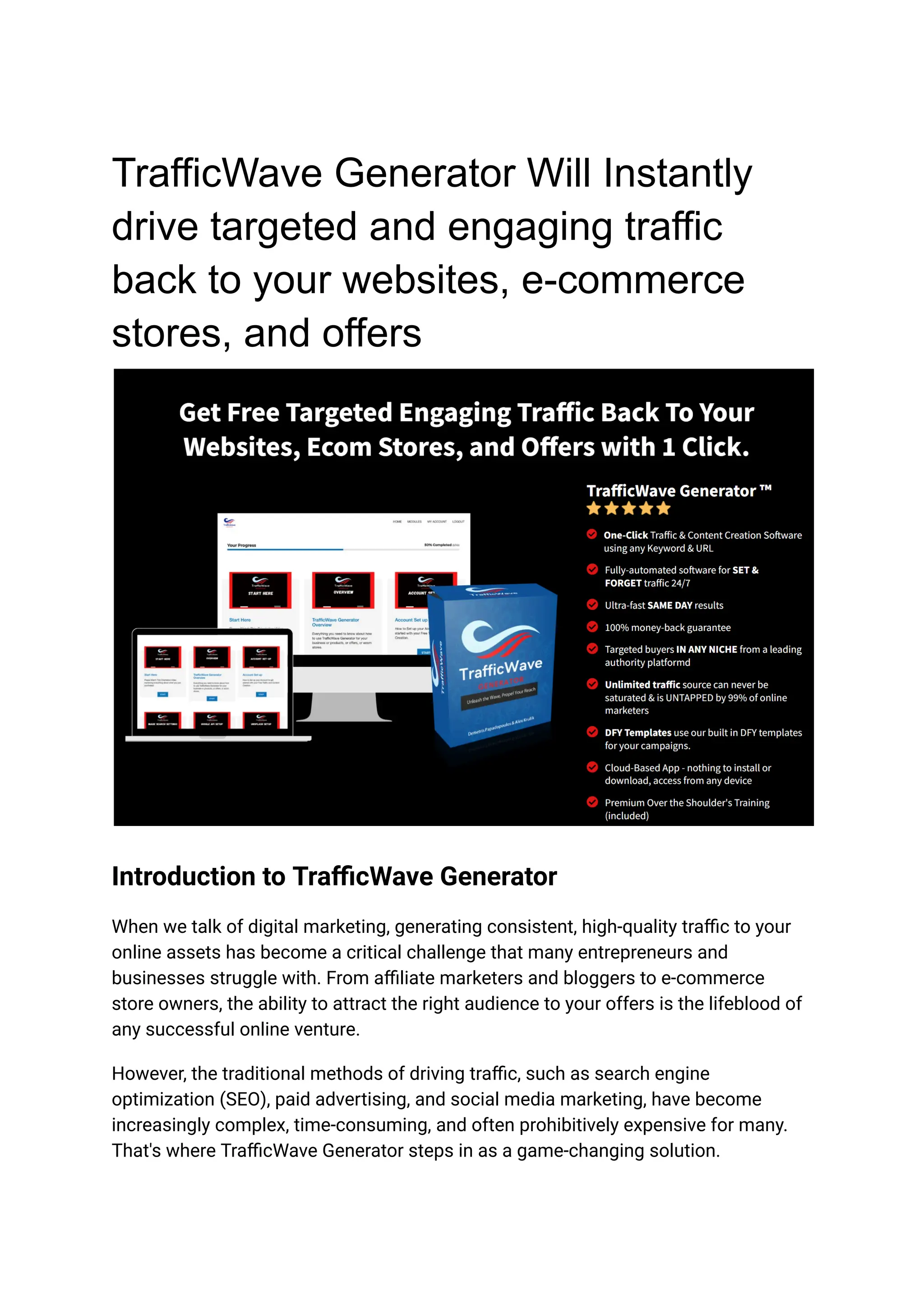 Comparison With Competitors of TrafficWave Generator 2