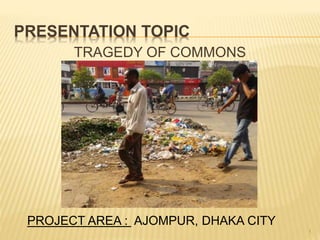 PRESENTATION TOPIC
TRAGEDY OF COMMONS
PROJECT AREA : AJOMPUR, DHAKA CITY
1
 