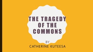 THE TRAGEDY
OF THE
COMMONS
BY
CATHERINE KUTEESA
 