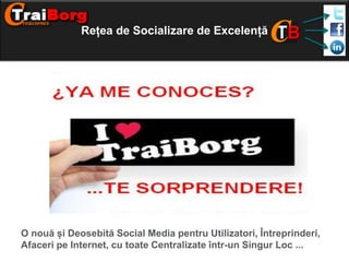 Rețea de Socializare de Excelență

O nouă și Deosebită Social Media pentru Utilizatori, Întreprinderi,
Afaceri pe Internet...