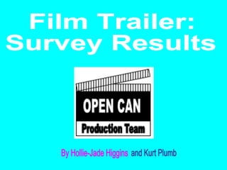 Film Trailer:  Survey Results By Hollie-Jade Higgins and Kurt Plumb 