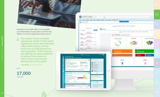 experience and middle office is now available
as a white-labeled, Turnkey Advice and Planning
Platform for select independent advisory firms.
“Our system strives to deliver
spectacular results in both client
satisfaction scores and individual
office performance, and we
know we can help beyond our
own ecosystem. That is why we
are offering our advice platform
to advisors who share our
client-centric and forward-
leaning view of the world.”
— Joe Duran, Founder and CEO
17,000
clients
25
FINANCIALSERVICES|UNITEDCAPITAL
 