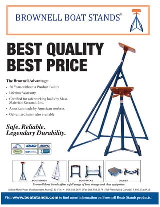 Brownell Boat Stands  Where Safety and Quality Stand First