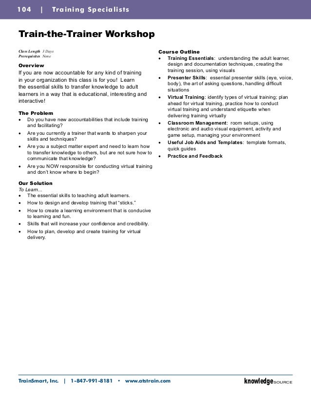train the trainer course outline by trainsmart