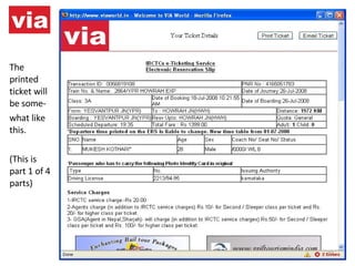 The printed ticket will be some- what like this. (This is part 1 of 4 parts) 