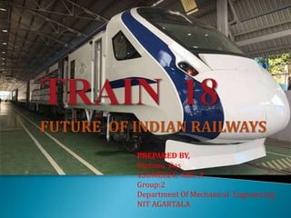 FUTURE OF INDIAN RAILWAYS
PREPARED BY,
Diptanu Das
15UME024; SEC: A
Group:2
Department Of Mechanical Engineering
NIT AGARTALA
 