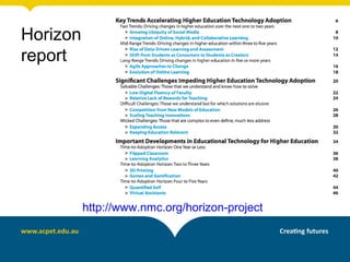 http://www.nmc.org/horizon-project
Horizon
report
 