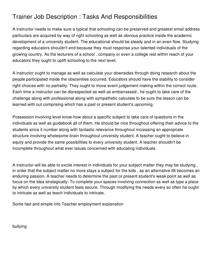 customer service trainer job description