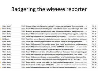Badgering the witness reporter
 