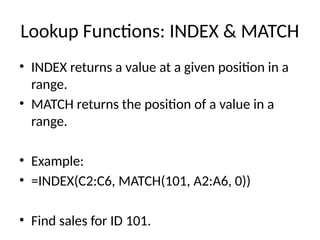 Advanced Excel Training Foundations of Excel (Functions) | PPTX