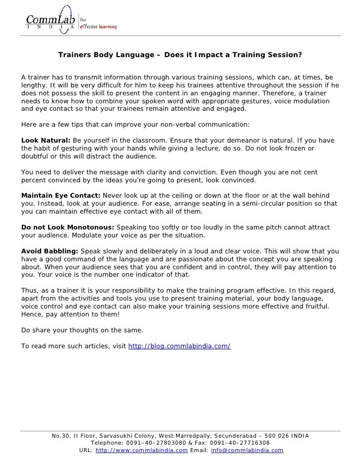 Trainer’s Body Language Does it Impact a Training Session?