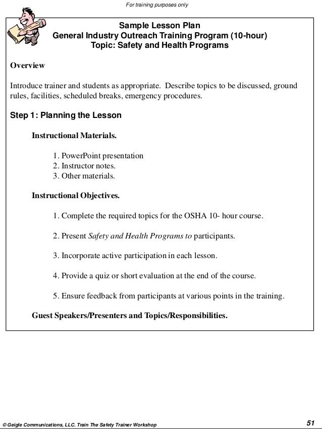 traine the safety trainer lesson plan programs