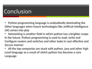 Industrial Training ppt On Python Programming language | PPTX