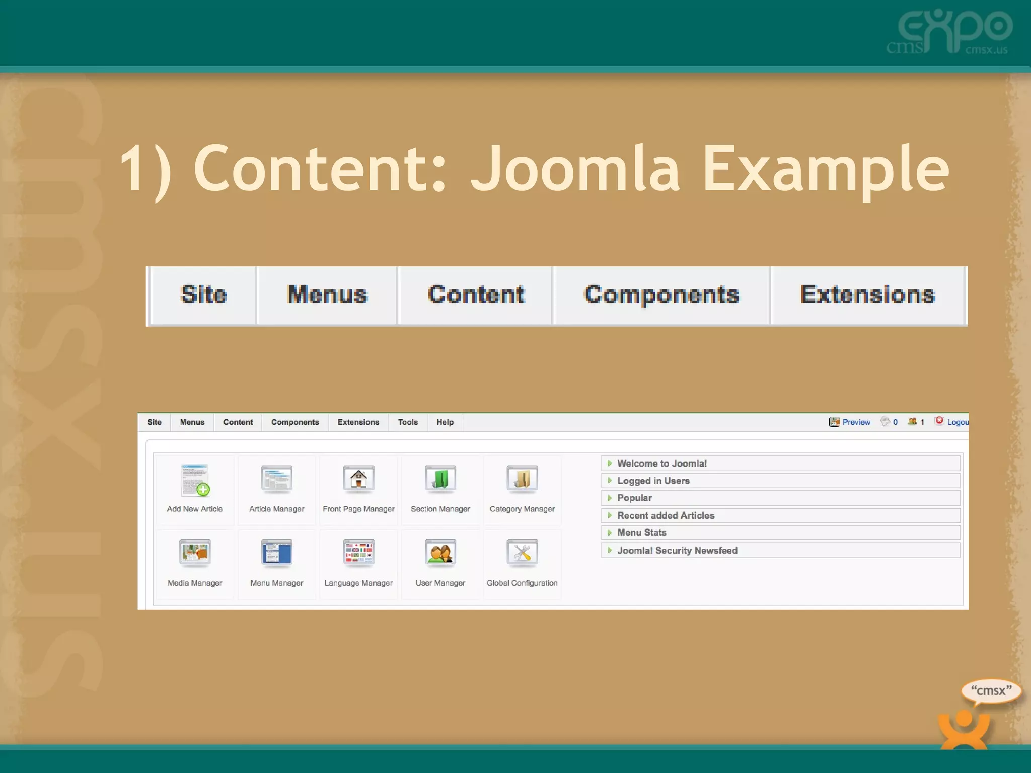 1) Content: Joomla Example  