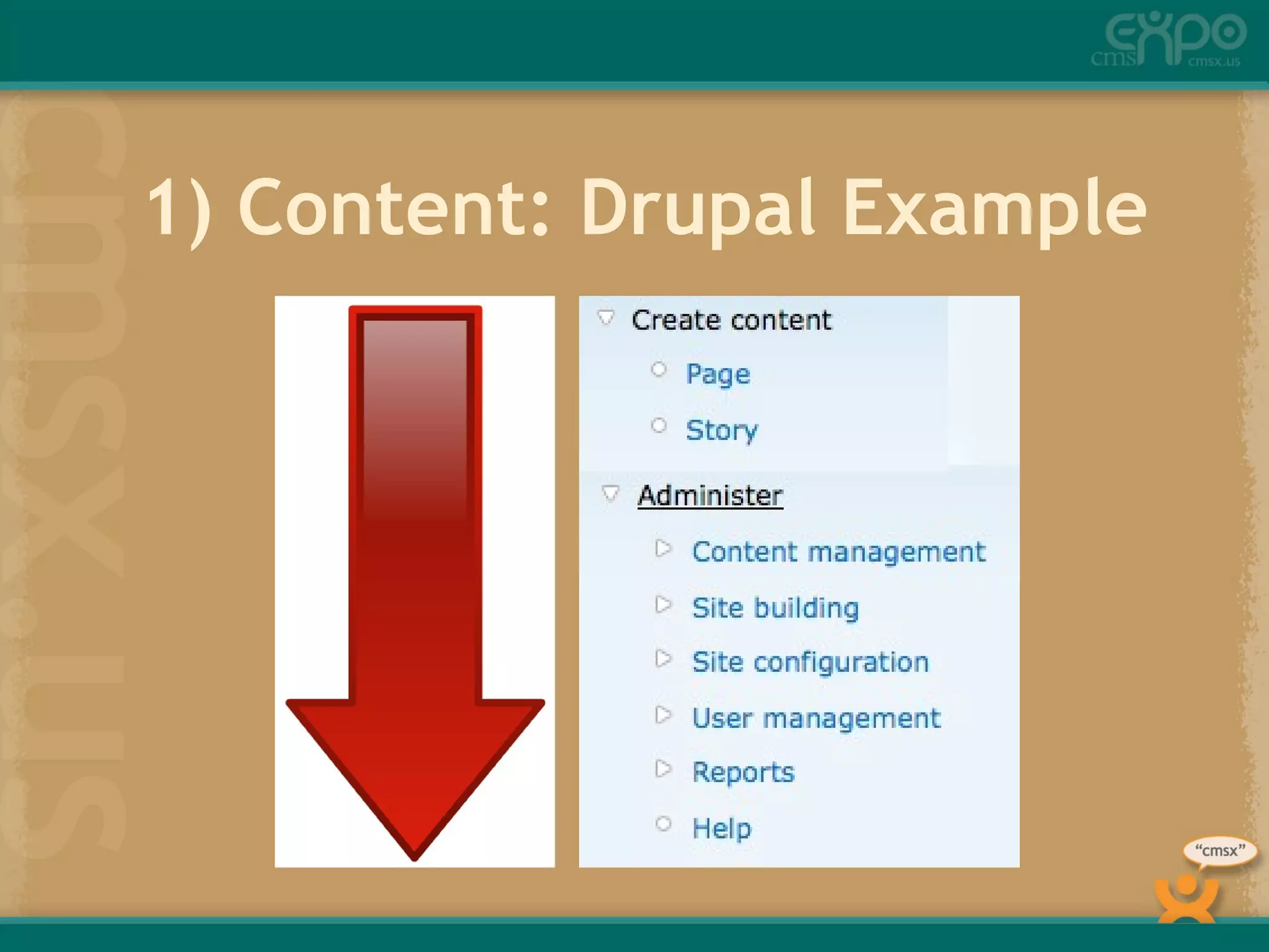 1) Content: Drupal Example  