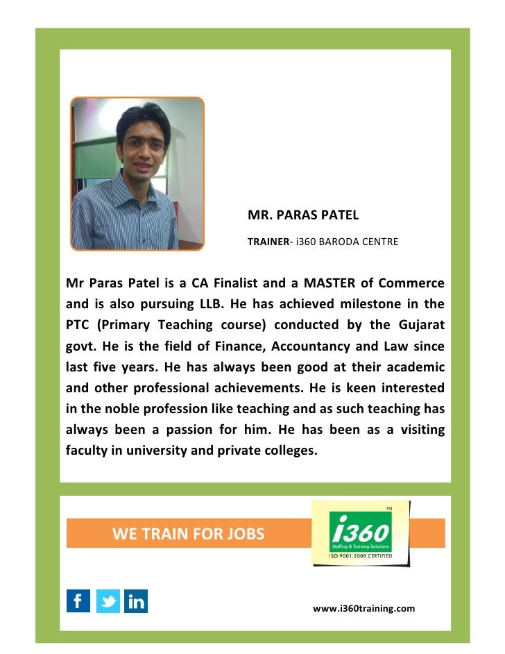 Trainer Profile Paras Patel