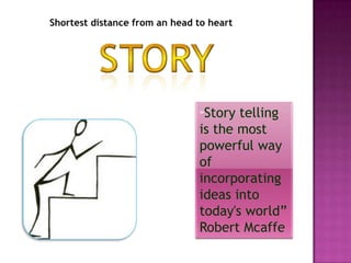 “Story telling
is the most
powerful way
of
incorporating
ideas into
today's world”
Robert Mcaffe
 
