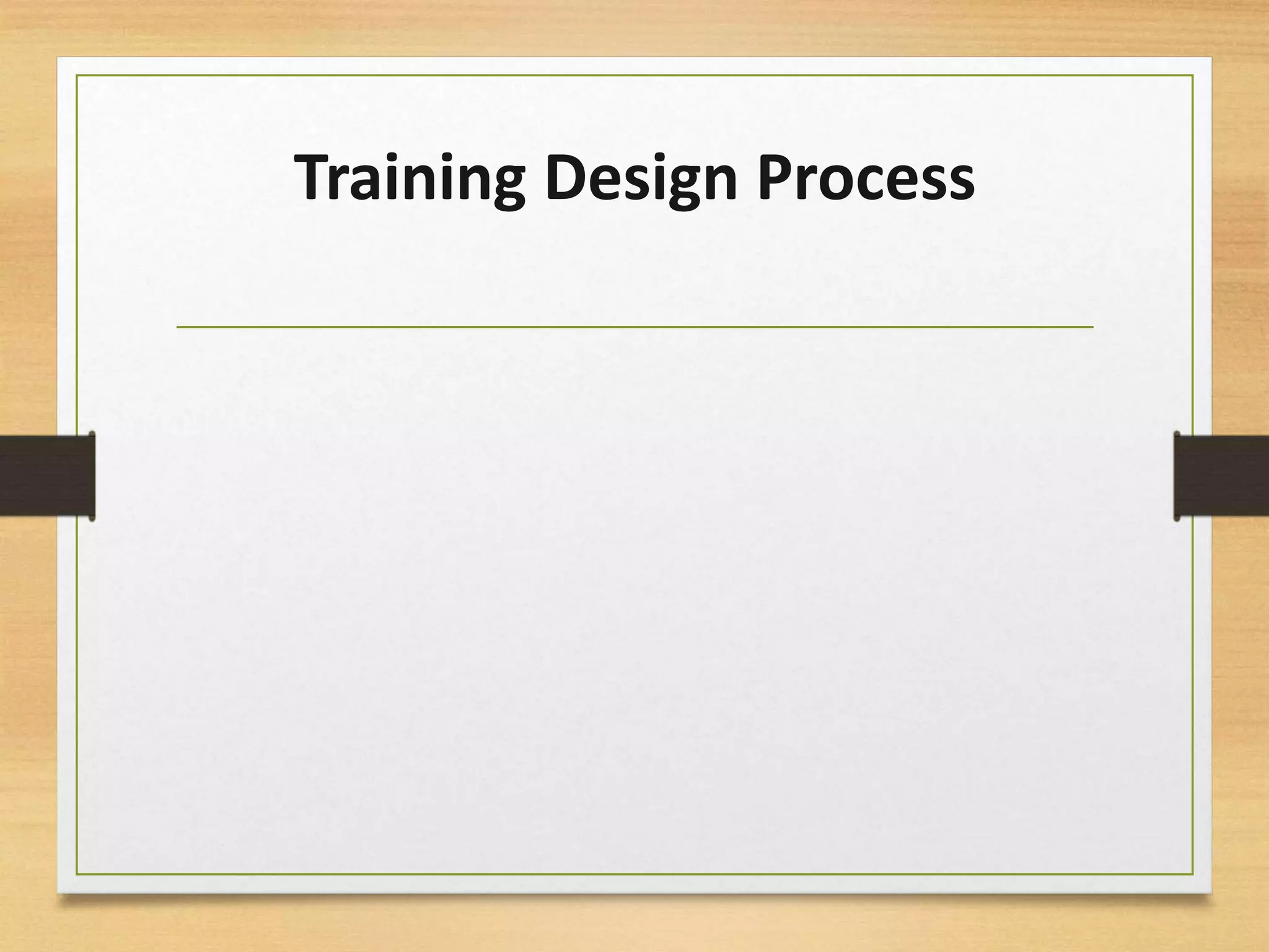 Training Design Process
 