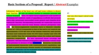 11
Basic Sections of a Proposal/ Report / Abstract/Examples
 