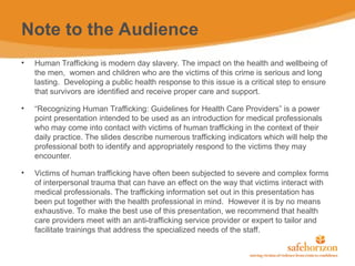 Recognizing and Responding to Human Trafficking: Guidelines for Health ...