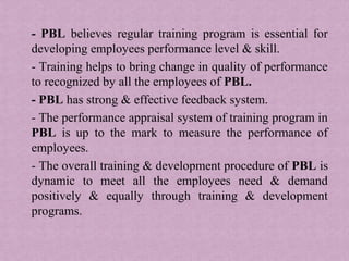 Training and development program of Prime Bank Ltd. | PPT